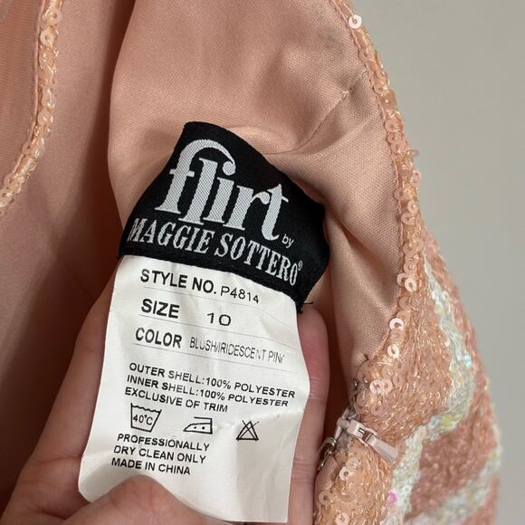 Flirt by Maggie Sottero Blush Pink Iridescent Sequin Prom Dress - Size 10 - Picture 5 of 6